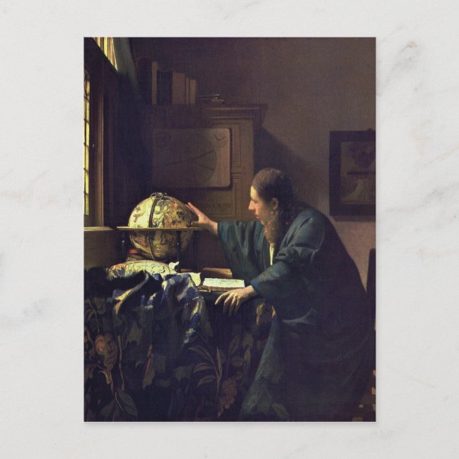 Postal Johannes Vermeer - El cuadro de astrónomos (Anverso)
