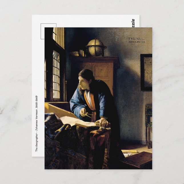 Postal Johannes Vermeer - El geógrafo (Anverso / Reverso)