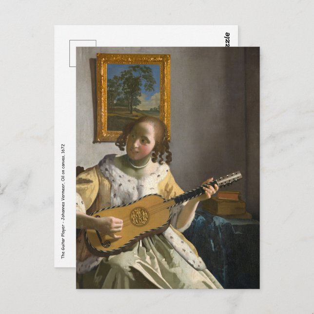 Postal Johannes Vermeer, guitarrista (Anverso / Reverso)