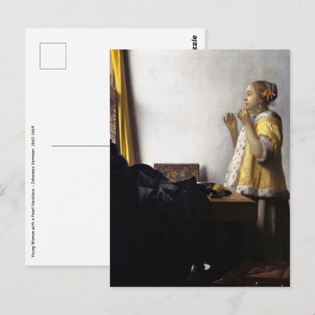 Postal Johannes Vermeer - Joven con collar de perla (Anverso / Reverso)