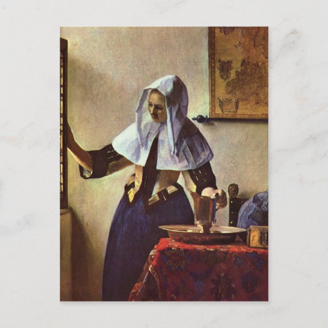 Postal Johannes Vermeer - Joven con una jarra de agua en (Anverso)