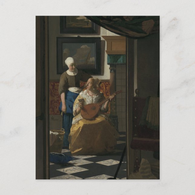 Postal Johannes Vermeer, La carta de amor 17 C. Bella Art (Anverso)