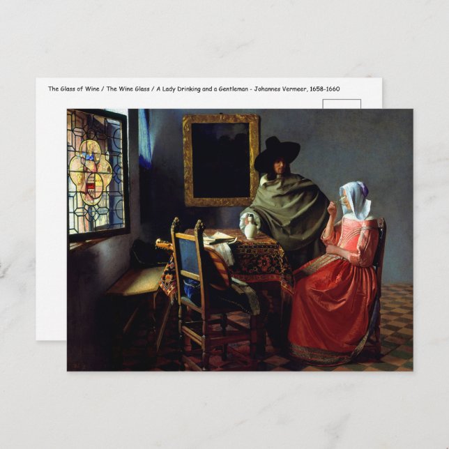 Postal Johannes Vermeer - La copa de vino (Anverso / Reverso)