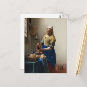Postal Johannes Vermeer, La Milkmaid