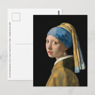 Postal Johannes Vermeer - Muchacha con un collar de perla
