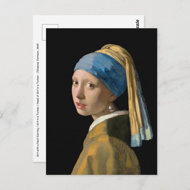 Postal Johannes Vermeer - Muchacha con un collar de perla (Anverso / Reverso)