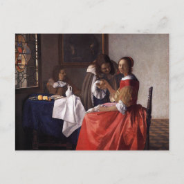 Postal Johannes Vermeer - Una dama y dos caballeros