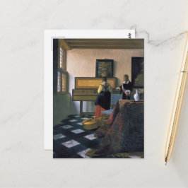Postal Johannes Vermeer, van Delft, La lección de música