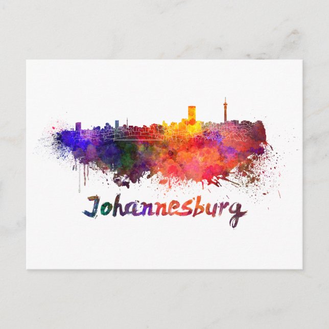 Postal Johannesburg skyline in watercolor (Anverso)