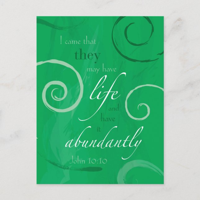 Postal John 10:10 - Life Abundant (Anverso)