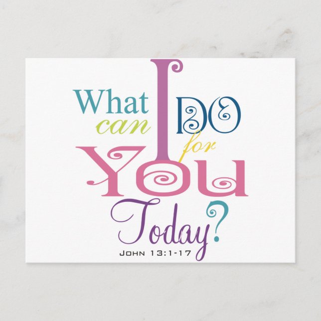 Postal John 13:1-17 Lavar los pies Discípulos Escritura-U (Anverso)