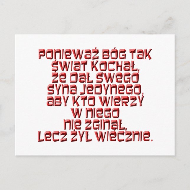 Postal John 3:16 Polaco (Anverso)