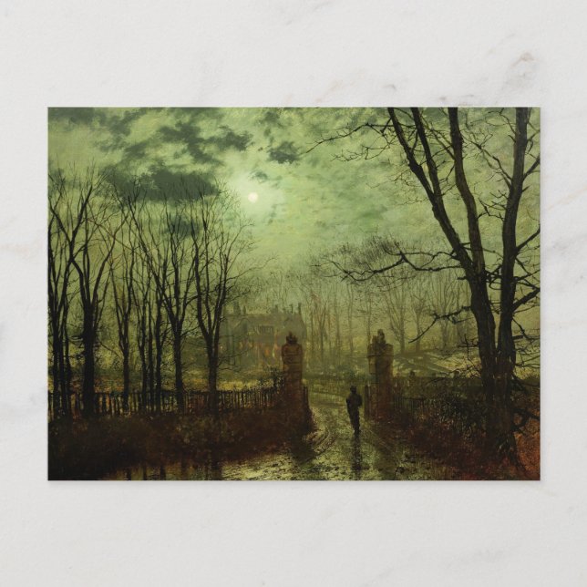 Postal John Atkinson Grimshaw - En La Puerta Del Parque (Anverso)