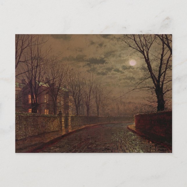 Postal John Atkinson Grimshaw | Escena de la calle ilumin (Anverso)