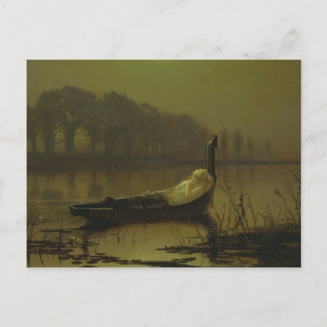 Postal John Atkinson Grimshaw - La Dama de Shalott (Anverso)