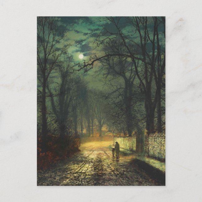Postal John Atkinson Grimshaw Un carril luna 1874 (Anverso)