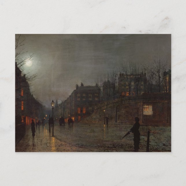 Postal John Atkinson Grimshaw | Volver a casa en Dusk, 18 (Anverso)