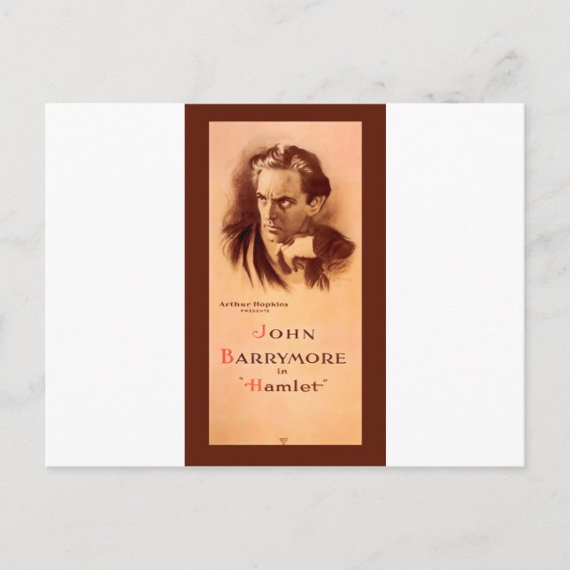 Postal John Barrymore En Hamlet Broadway 1922 (Anverso)