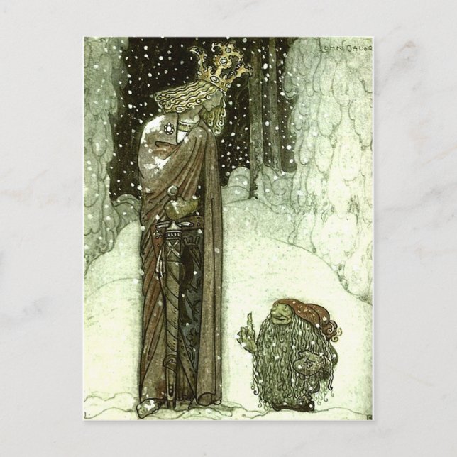 Postal John Bauer La Princesa y el Troll (Anverso)
