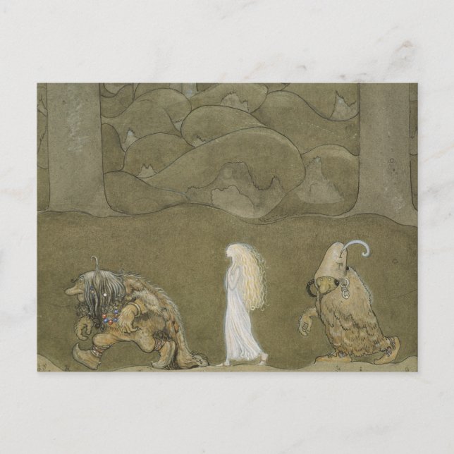 Postal John Bauer - La princesa y los trolls (Anverso)