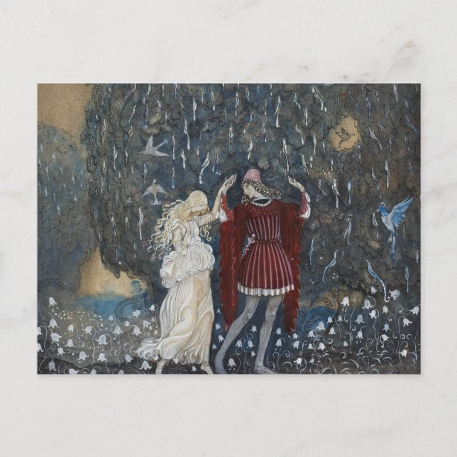 Postal John Bauer - Lena baila con el caballero (Anverso)