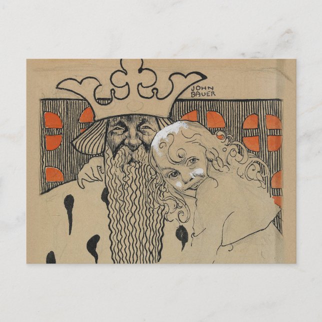 Postal John Bauer, Linda Gull och den gamle, 1905 (Anverso)