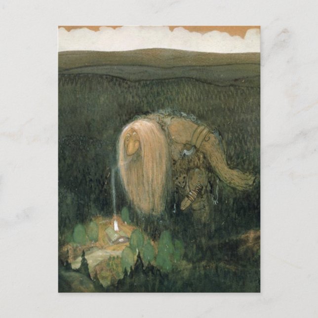 Postal John Bauer - Un troll forestal (Anverso)