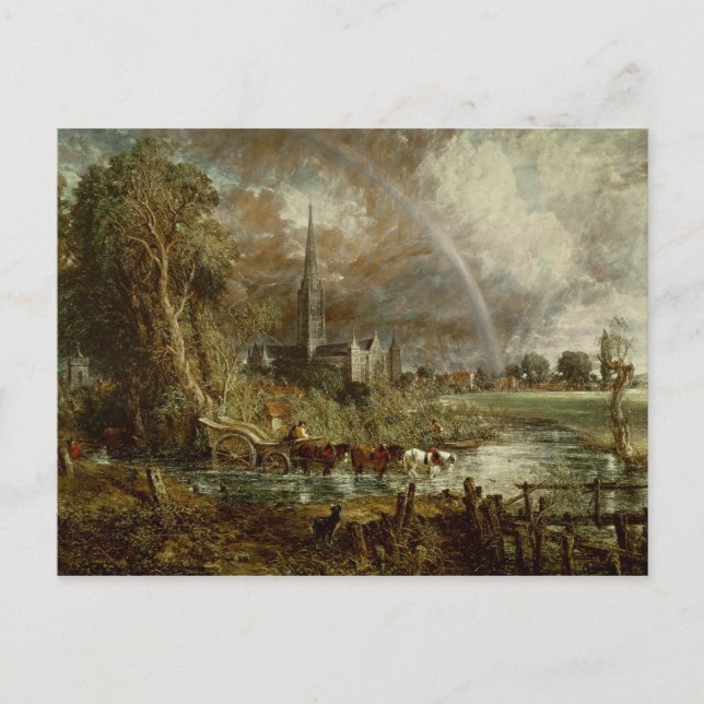 Postal John Constable | Catedral de Salisbury de Mead (Anverso)