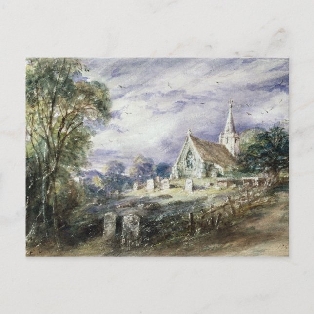 Postal John Constable | Iglesia de Stoke Poges (Anverso)