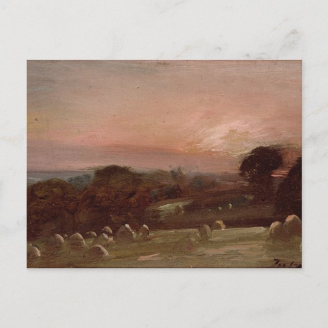 Postal John Constable | Un Hayfield cerca de East Berghol (Anverso)