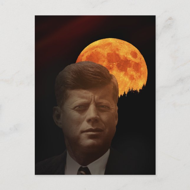 Postal John F. Kennedy y la luna roja (Anverso)