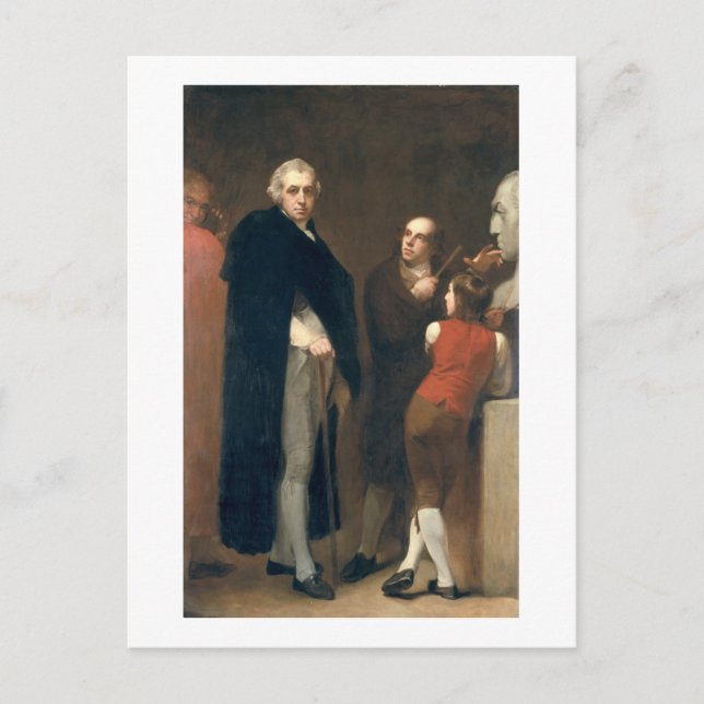 Postal John Flaxman (1755-1826) modelando su busto de Wil (Anverso)