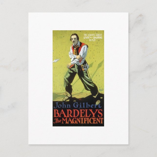 Postal John Gilbert en Bardelys la Magnífica jarra (Anverso)