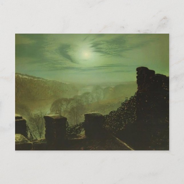 Postal John Grimshaw - Luna llena detrás de la nube Cirru (Anverso)