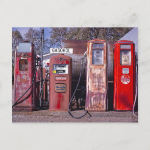 Postal John Margolies, fotografía, cuatro bombas de gas