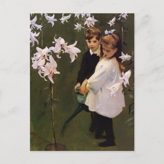 Postal John Sargent- Estudio de los jardines de los niños (Anverso)