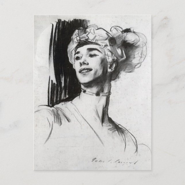 Postal John Sargent: Vaslav Nijinsky en Le Pavillon (Anverso)