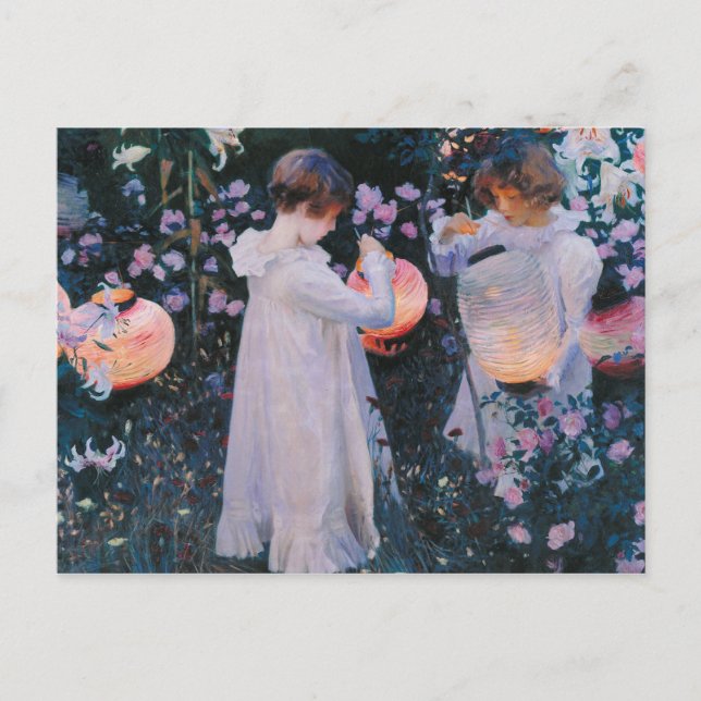 Postal John Singer Sargent - Carnación, Lily, Rosa. (Anverso)