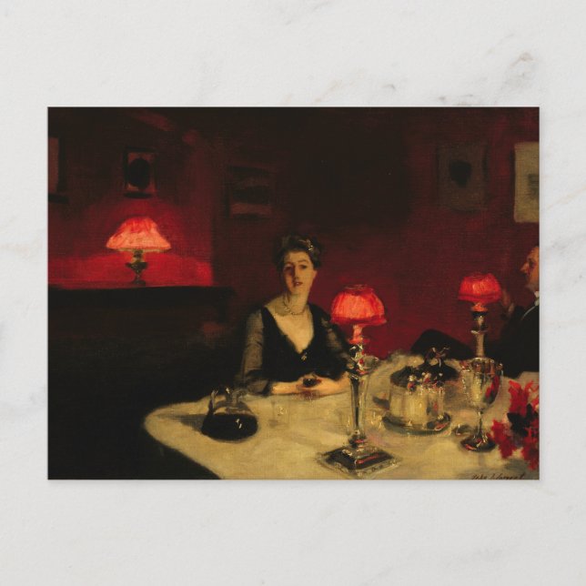 Postal John Singer Sargent - Mesa de cena de noche (Anverso)