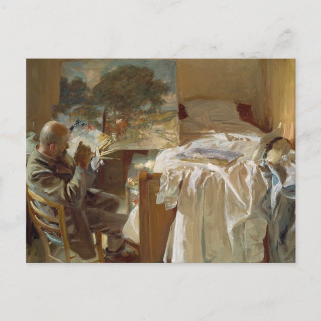 Postal John Singer Sargent - Un artista en su estudio (Anverso)