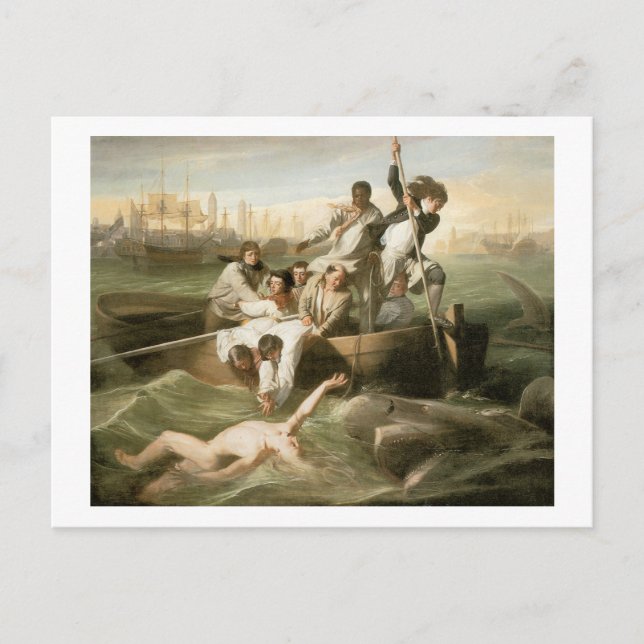 Postal John Singleton Copley Watson y el tiburón (Anverso)