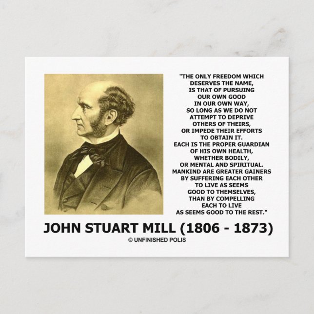 Postal John Stuart Mill Freedom sigue su propio camino (Anverso)