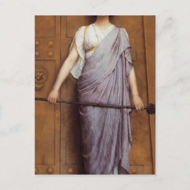 Postal John William Godward - A la puerta (Anverso)
