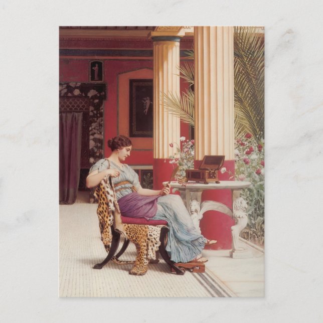 Postal John William Godward - El Casket de la Joya (Anverso)