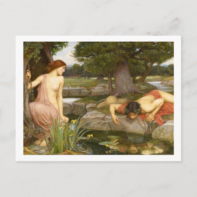 Postal John William Waterhouse, Echo y Narcissus (Anverso)