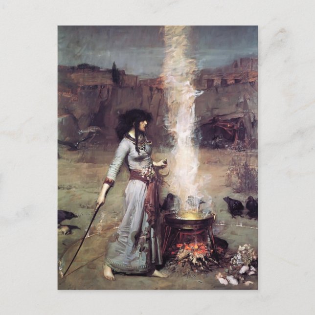 Postal John William Waterhouse - El Círculo Mágico (Anverso)