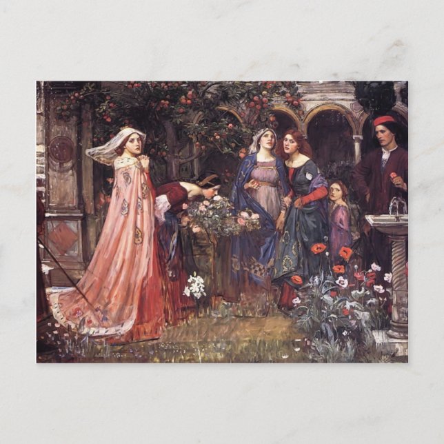 Postal John William Waterhouse - El jardín encantado (Anverso)