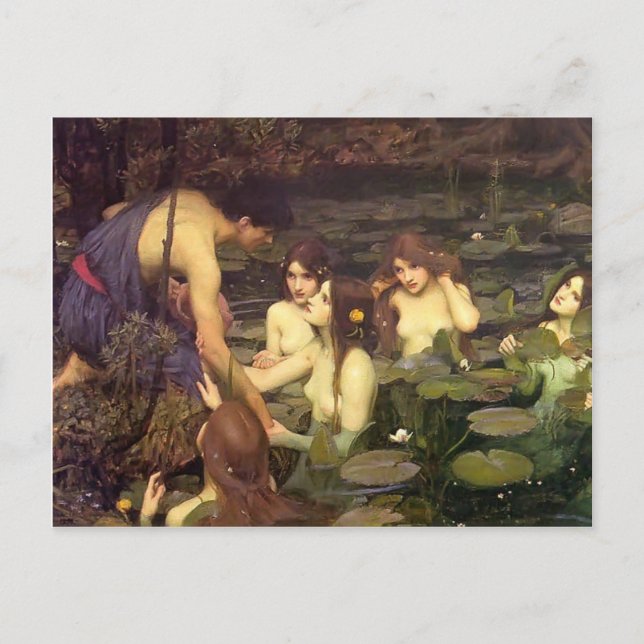 Postal John William Waterhouse- Hylas y los ninfas (Anverso)