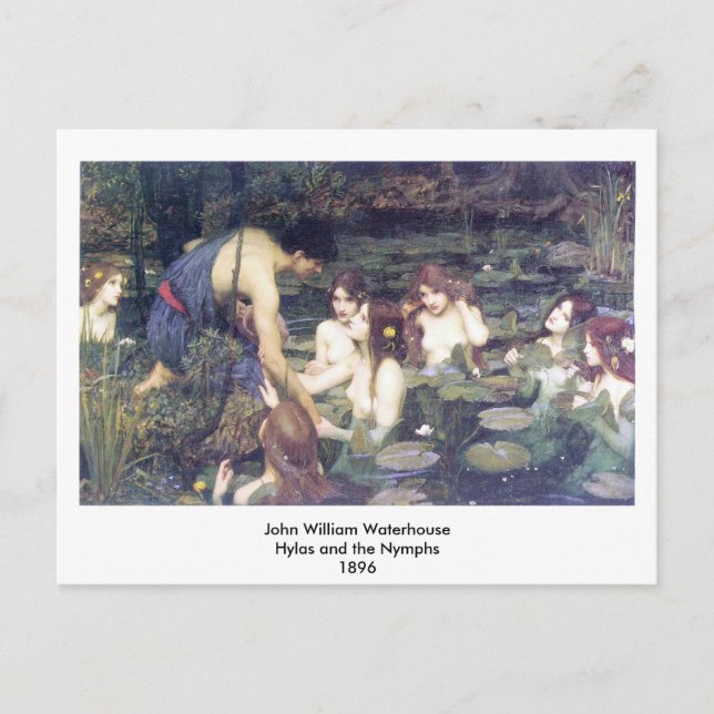 Postal John William Waterhouse - Hylas y los ninfas (Anverso)