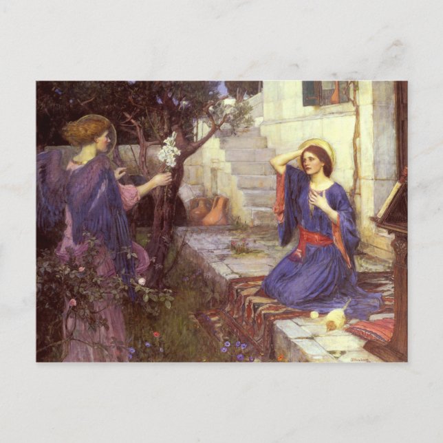 Postal John William Waterhouse - La Anunciación (Anverso)